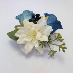 【送料無料】青薔薇のコサージュ 3枚目の画像