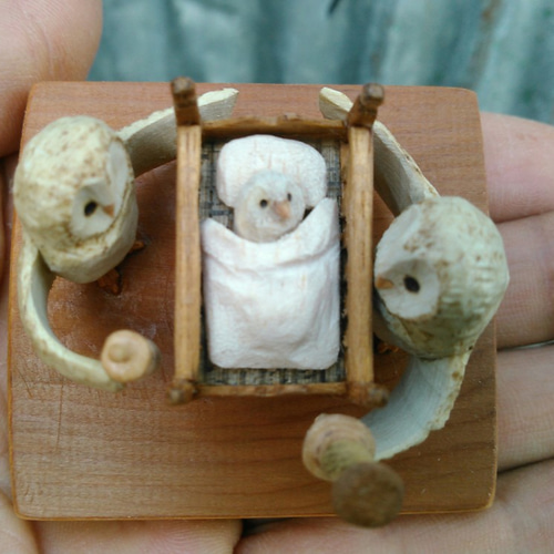 木製赤ちゃんフクロウセット 立体・オブジェ ハナノ 通販 木製赤ちゃんフクロウセット 立体・オブジェ ハナノ 通販