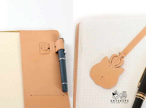 黒革の猫手帖　A５サイズ 本革シュリンクレザー使用 ノートカバー 8枚目の画像