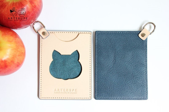 【2019年福袋(Creema限定)】猫のショルダーバッグセット　パスケース　りんごのベレー帽　本革 3枚目の画像