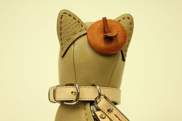 【2019年福袋(Creema限定)】猫のショルダーバッグセット　パスケース　りんごのベレー帽　本革 8枚目の画像