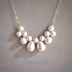 Lace of Cotton Pearl＊コットンパールのレースネックレス 1枚目の画像