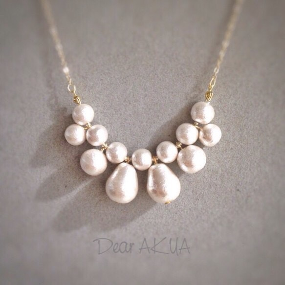 Lace of Cotton Pearl＊コットンパールのレースネックレス 1枚目の画像