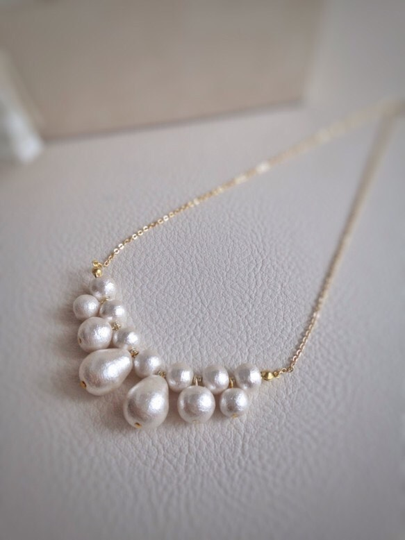 Lace of Cotton Pearl＊コットンパールのレースネックレス 2枚目の画像