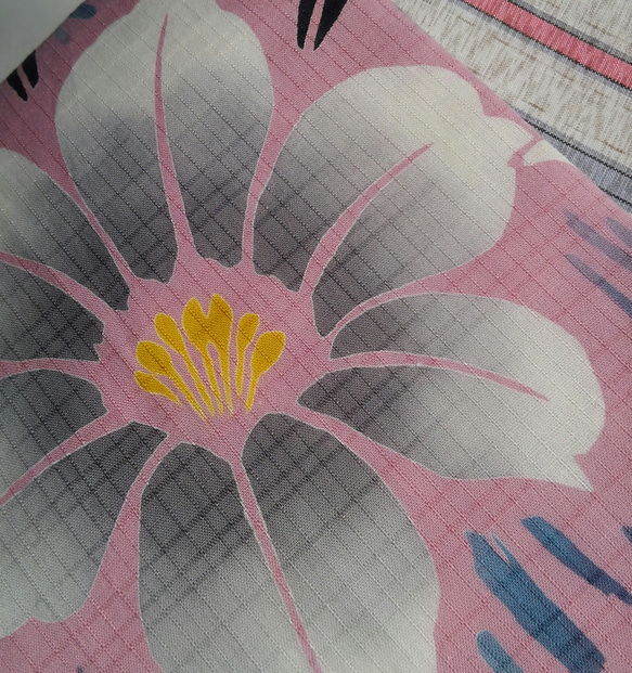 半幅リバーシブル帯(花ピンク) 3枚目の画像
