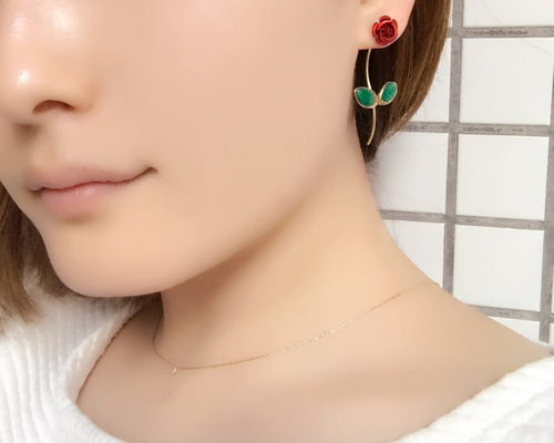 再販21】耳にお花が咲く♡一輪花ピアス〜小さな薔薇