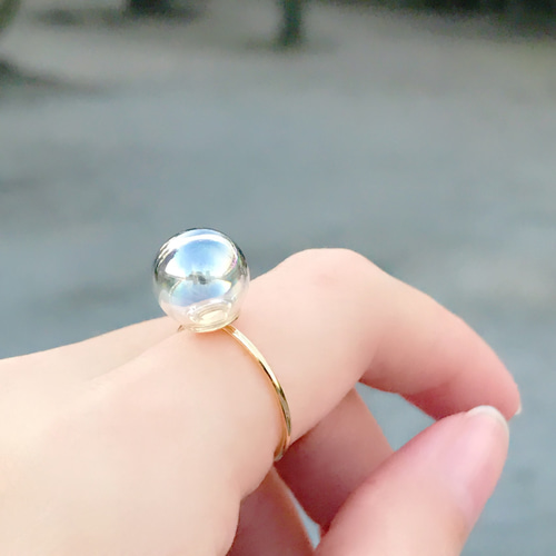 再販34】虹色シャボン玉リング(サージカルステンレス／フリーサイズ