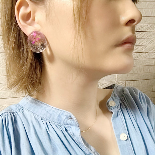 植物標本イヤリング〜ちょっと変わった赤いかすみ草〜 イヤリング 
