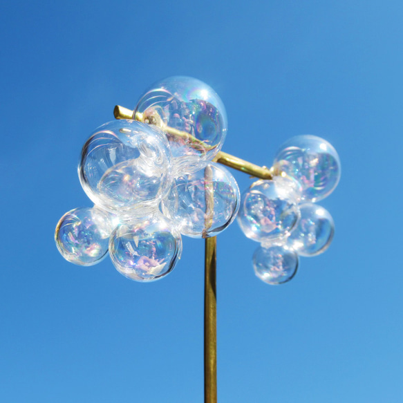 再販187《雑誌LDK掲載》あつまる、虹色シャボン玉。(ピアス・イヤリング) 【メルマガ・特集掲載作品】 1枚目の画像