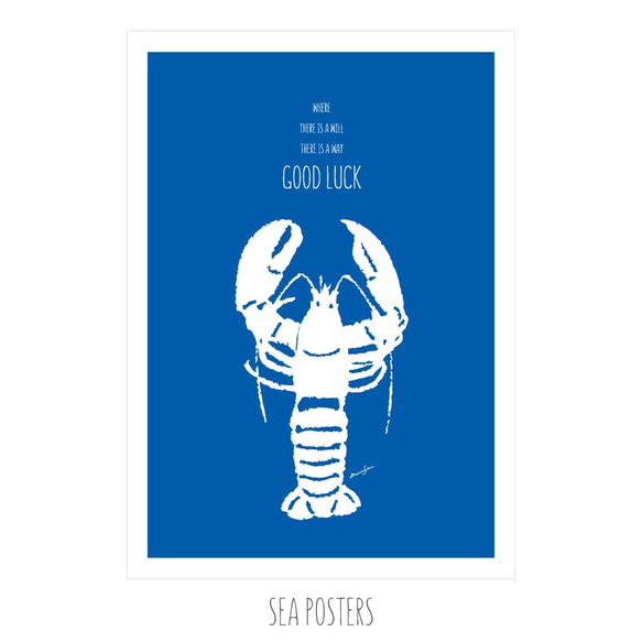 【送料無料】大判ポスター　SEA　POSTERS　lobster　ロブスター 1枚目の画像