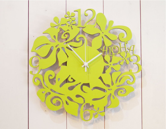 【ギフト・名入れ】aloha clock　(エコグリーン） 1枚目の画像