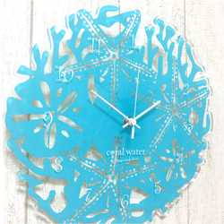 【特価・1点限定！】coral clock　(ターコイズ）ハワイアン　西海岸　時計 2枚目の画像