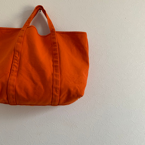 ワンカラー　帆布トートバック　薄オレンジ A4対応】帆布 BASIC TOTE ( M ) オレンジ トートバッグ 3.blue