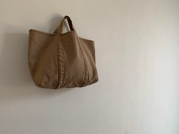 【A4対応】帆布　BASIC TOTE ( M ) NUTS(グレージュ) 1枚目の画像