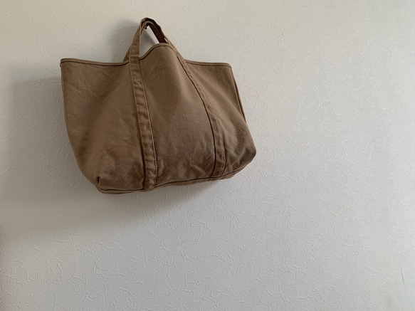 【A4対応】帆布　BASIC TOTE ( M ) NUTS(グレージュ) 2枚目の画像