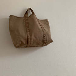 【A4対応】帆布　BASIC TOTE ( M ) NUTS(グレージュ) 3枚目の画像