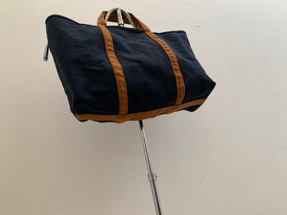 帆布 おでかけTOTE (MS) NAVY×キャメル 2枚目の画像