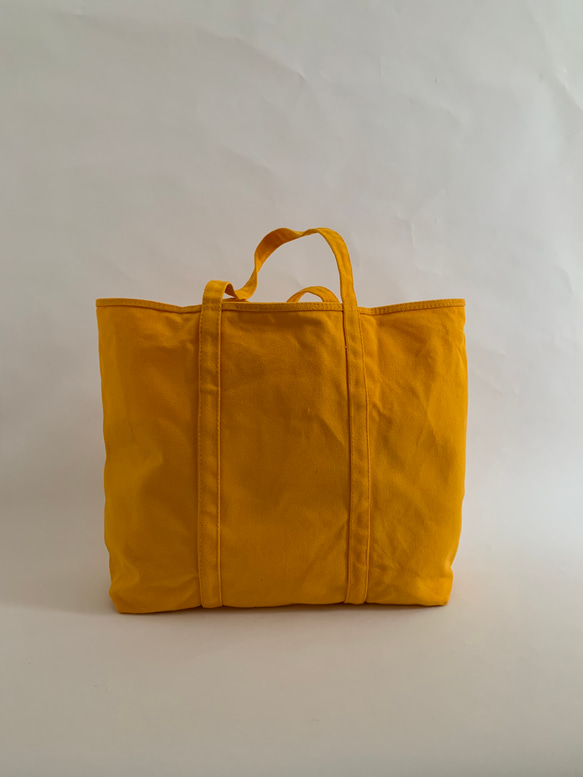 【A4対応】帆布　BASIC TOTE ( TM ) yellow (持ち手長め) 2枚目の画像