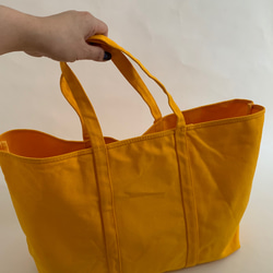 【A4対応】帆布　BASIC TOTE ( L ) 黄色　持ち手長め 6枚目の画像