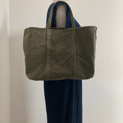 【A4対応】帆布　BASIC TOTE ( L ) 黄色　持ち手長め 10枚目の画像