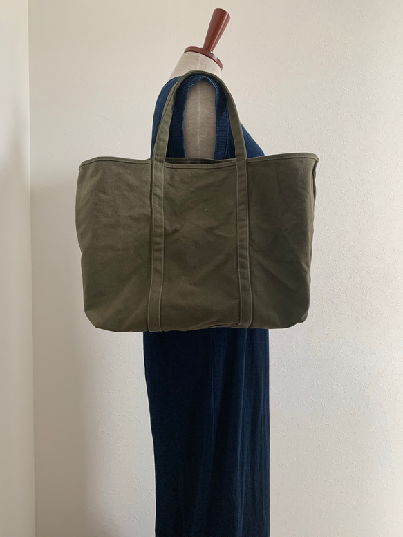 【A4対応】帆布　BASIC TOTE ( L ) 黄色　持ち手長め 10枚目の画像