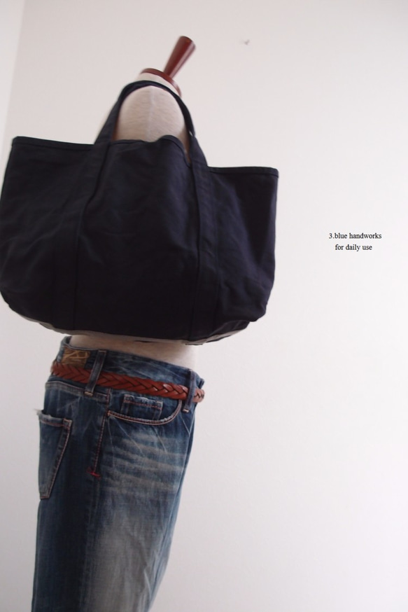 帆布　F/ TOTE BAG    NAVY　TOTE 2枚目の画像