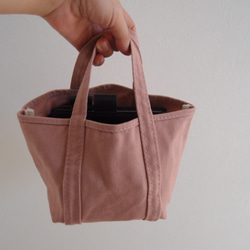 帆布　四角いミニトート　CUBE TOTE (S) PINK 1枚目の画像