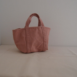 帆布　四角いミニトート　CUBE TOTE (S) PINK 6枚目の画像