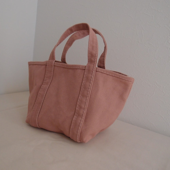 帆布　四角いミニトート　CUBE TOTE (S) PINK 7枚目の画像