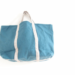 【A4対応】帆布　BASIC TOTE ( M )  blue  green ×　ice gray　 2枚目の画像