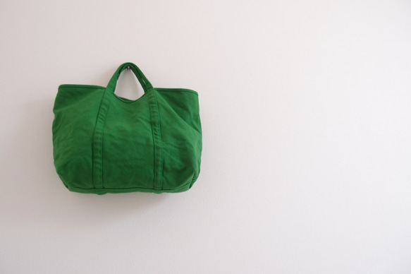 ロングセラー　洗える帆布バッグ【A4対応】帆布　BASIC TOTE ( M ) モスグリーン 11枚目の画像