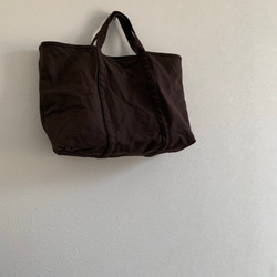 【A4対応】帆布　BASIC TOTE ( M ) D.ブラウン 1枚目の画像