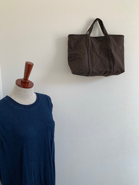 【A4対応】帆布　BASIC TOTE ( M ) D.ブラウン 2枚目の画像