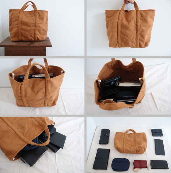 帆布 BASIC TOTE (MS) ブルーグレー×ココア 4枚目の画像