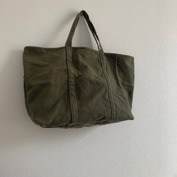 【A4対応】帆布　BASIC TOTE ( L ) アッシュアーミー 持ち手長め 1枚目の画像