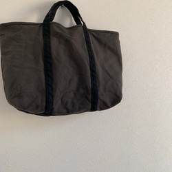 【A4対応】帆布　BASIC TOTE ( M ) ブラック×ダークグレー 2枚目の画像