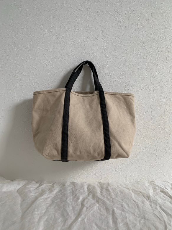 帆布 おでかけTOTE (MS) アイボリー×ダークグレー 1枚目の画像