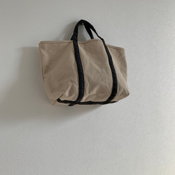 帆布 おでかけTOTE (MS) アイボリー×ダークグレー 2枚目の画像