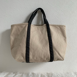 帆布 おでかけTOTE (MS) アイボリー×ダークグレー 3枚目の画像