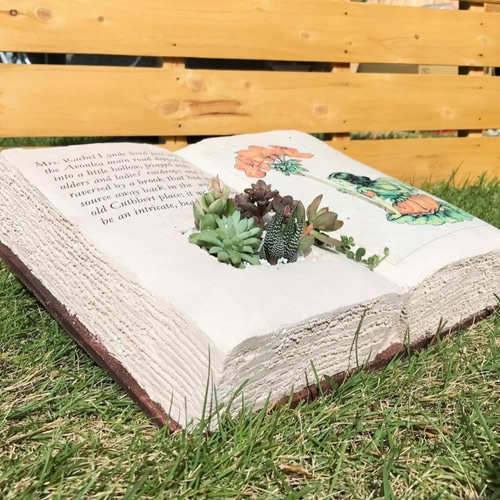 BOOK型プランター(絵：ゼラニウム) 多肉植物の寄せ植え その他
