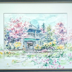 透明水彩画原画夢見るローズガーデン 透明水彩画原画夢見るローズガーデン 美術品・アンティーク