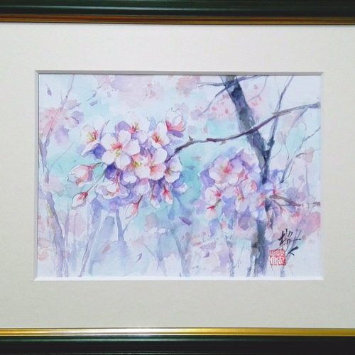 ソメイヨシノ（水彩原画・額付き） 絵画 サクラビト 通販 3479287