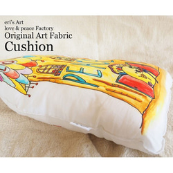 【Original Art Fabric】 木のおうちクッション　ILL-cushion-02 5枚目の画像