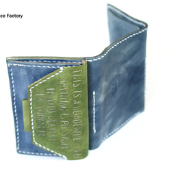 【受注生産終了】三つ折りミニ財布 ＊6×6カラーパターン＊ 革　OD-W-01-06 5枚目の画像