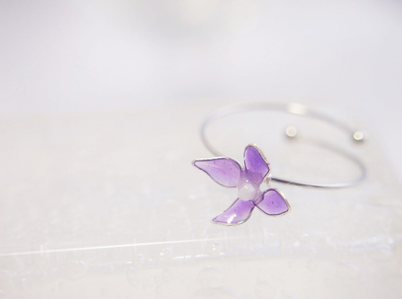 小さな紫の紫陽花の一粒リング 2枚目の画像