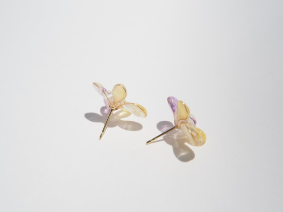色んな花びら⋆ビオラ（黄）ピアス・イヤリング 4枚目の画像