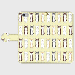 〈受注制作〉チワワデザイン 手帳型スマホケース サイズ→iphone7/6/6sサイズ イエロー 1枚目の画像