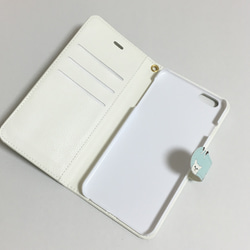 〈受注制作〉チワワデザイン 手帳型スマホケース サイズ→iphone6Plus/6sPlus  大きめサイズ 水色 3枚目の画像