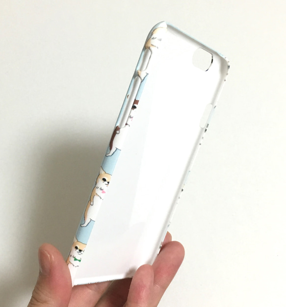 〈受注制作〉スマホケース チワワ 水色 プラスチックケース サイズ　iphone6/6sPlus 大きなサイズ 3枚目の画像