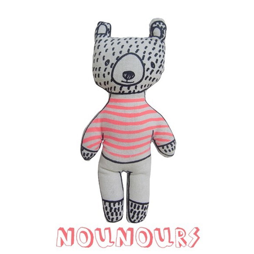 自作ぬいぐるみ・ピンクの男の子 nounours ヌヌース（くまちゃん！） 蛍光ピンク BOY その他人形 雑貨